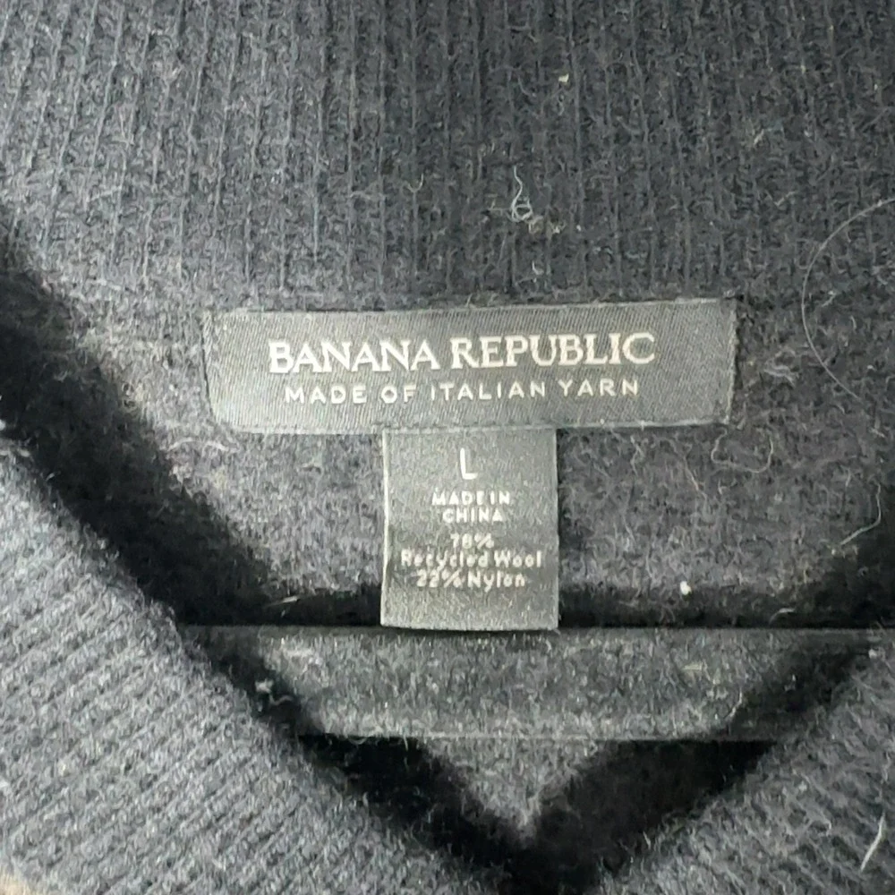 Banana Republic Bomber Sweater Mens L‎ Brown Button Up Wool Blend